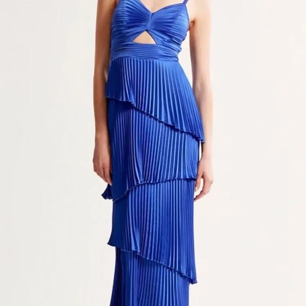 Abercrombie & Fitch Giselle Pleated Tiered Maxi Dress Sz Large TALL NWT